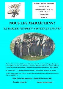 Le parler vendéen, chants vendéens, contes et légendes @ Salle Municipale de la Baritaudière, 2 rue des pins, Saint-Hilaire-de-Riez - 852270