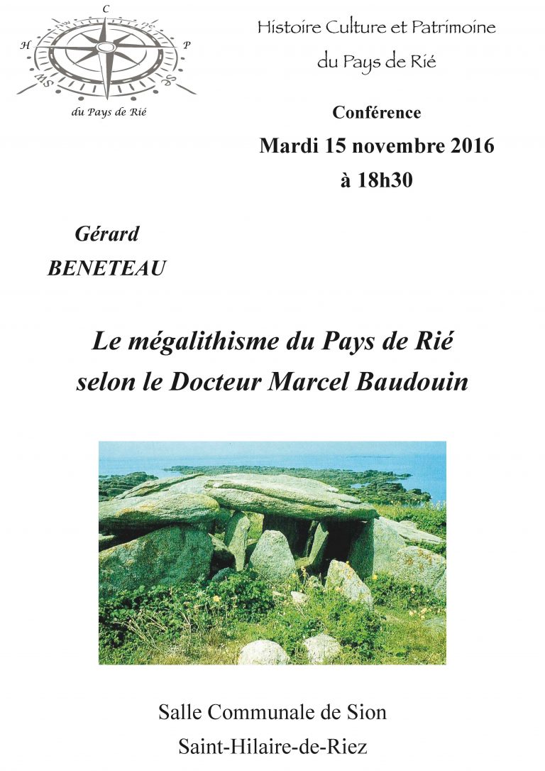 Conférence sur les Mégalithes de la côte vendéenne : Le Dr Baudouin « réhabilité »