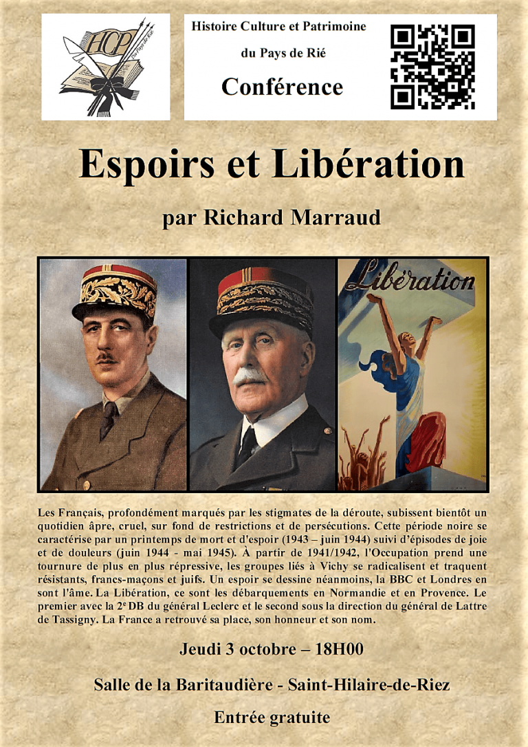 Conférence « Espoirs et Libération » – par M Richard Marraud