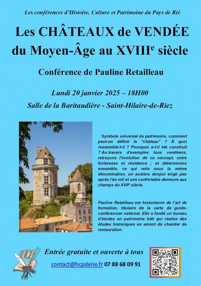 Conférence : Châteaux de Vendée du Moyen-Âge au XVIIIe par Mme Retailleau