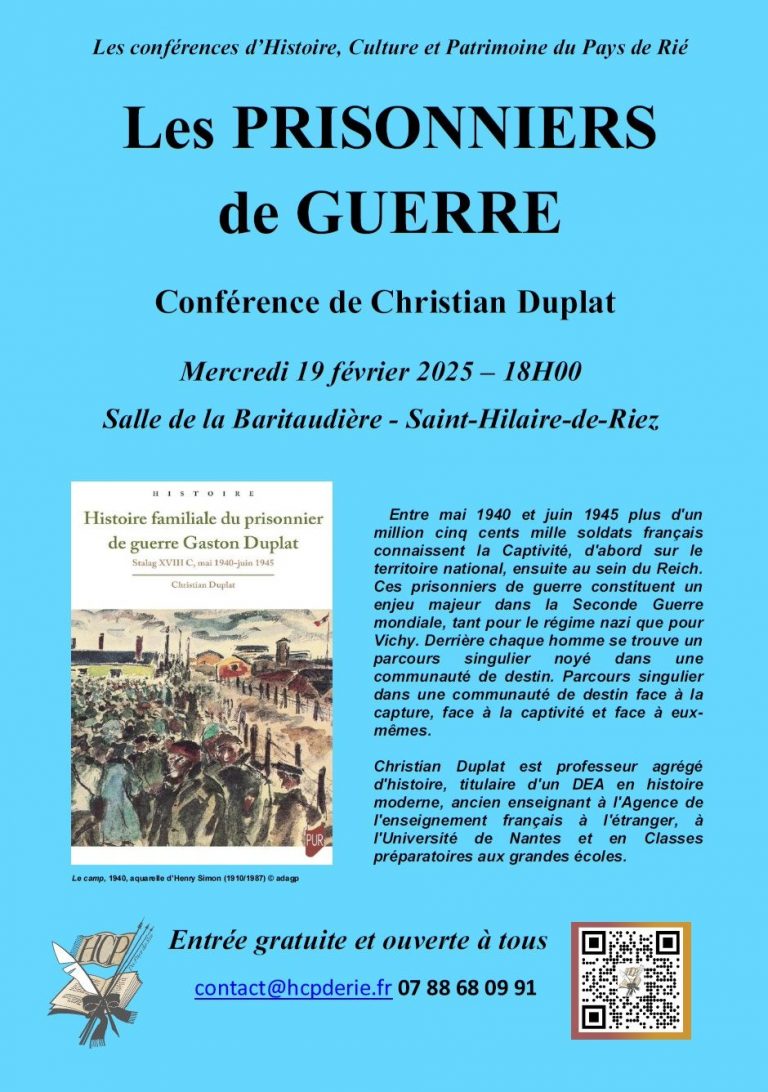 Conférence par M Christian Duplat « Les prisonniers de guerre »