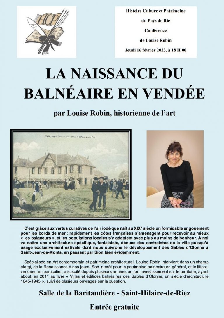 La naissance du balnéaire en Vendée  conférence par Louise Robin