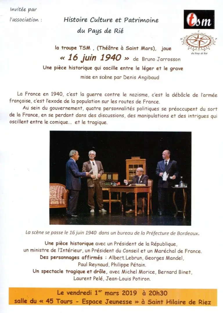 Pièce de théâtre historique : « 16 juin 1940 »