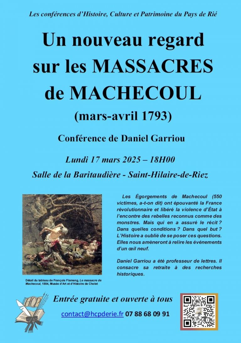 Conférence par M Daniel Garriou « Regard sur « Les Massacres de Machecoul